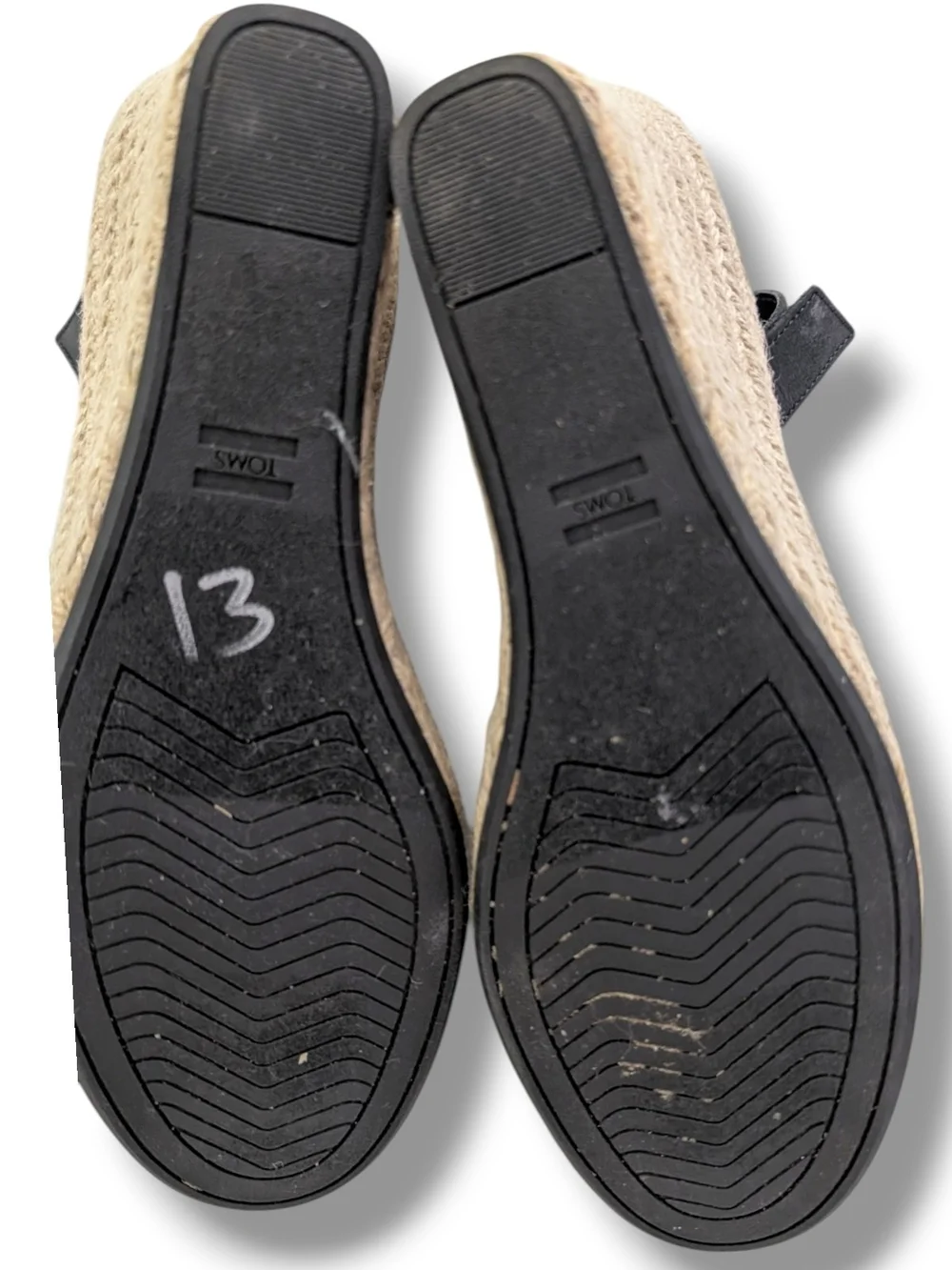 Toms Marisol Black Espadrille Wedge Sandals with Ankle Strap, Size 6